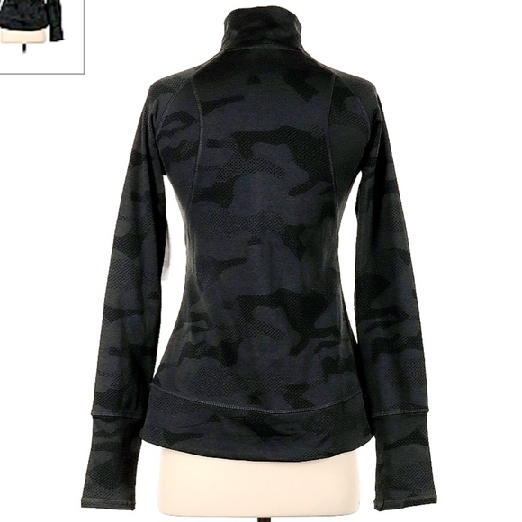 NWT MONDETTA Ladies XS Lightweight Reflective Black Grey Camouflage 1/4 Zip New - Picture 2 of 10